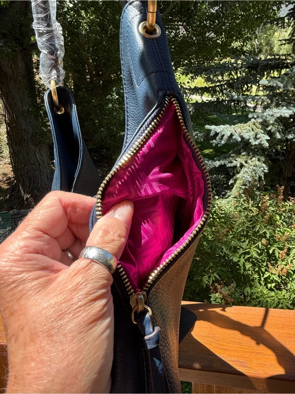 Silpada pebble Leather Hobo Shoulder Bag - Navy Blue